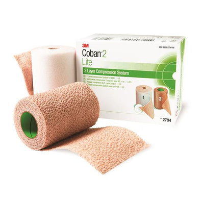 Bandage Coban Lite Compression Elastic 4"x2.9yd LF Tan 8Kt/Ca - Surgical Supplies NY